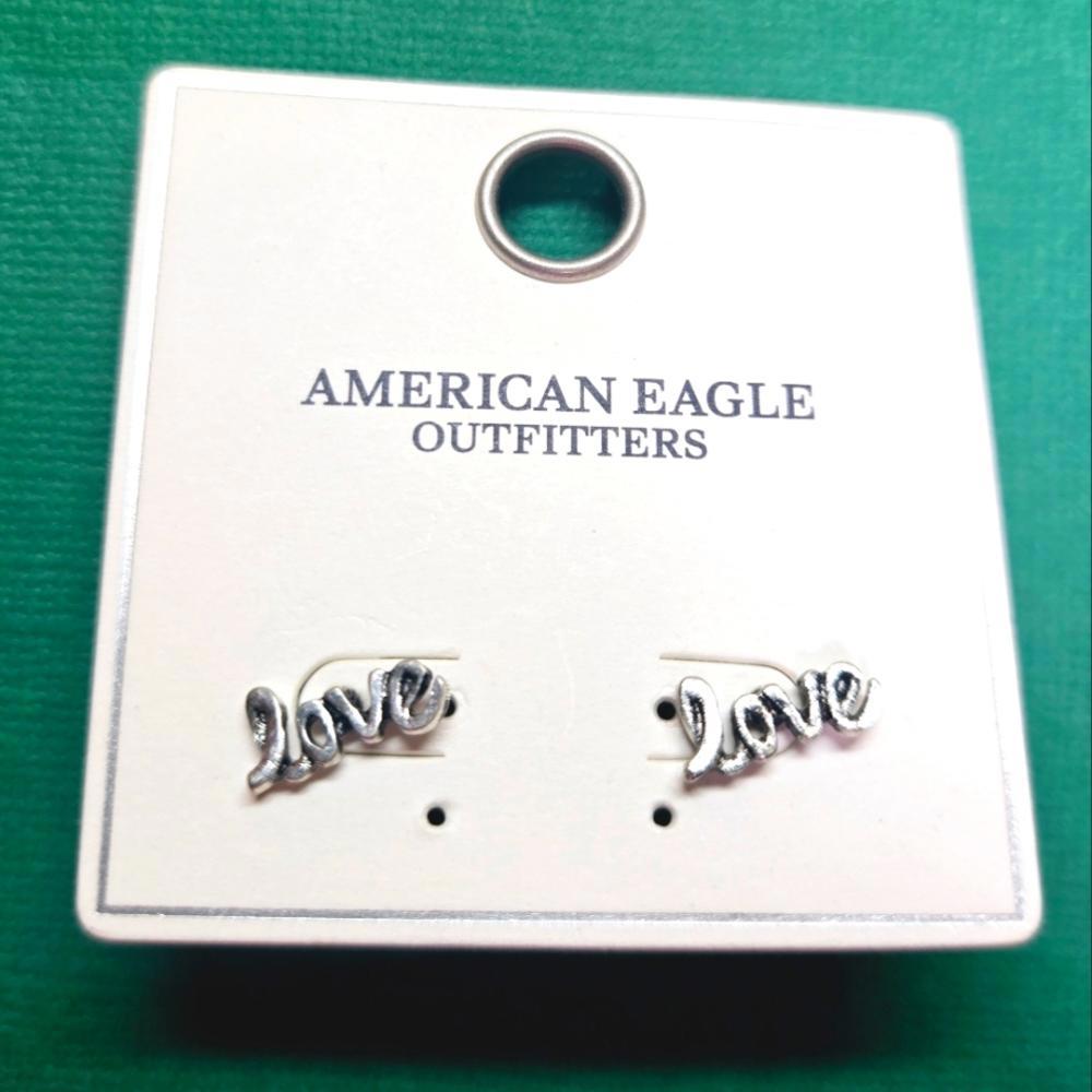 American Eagle Outfitters Aeo Love Silver Tone Post Stud Earrings Nwt 10$